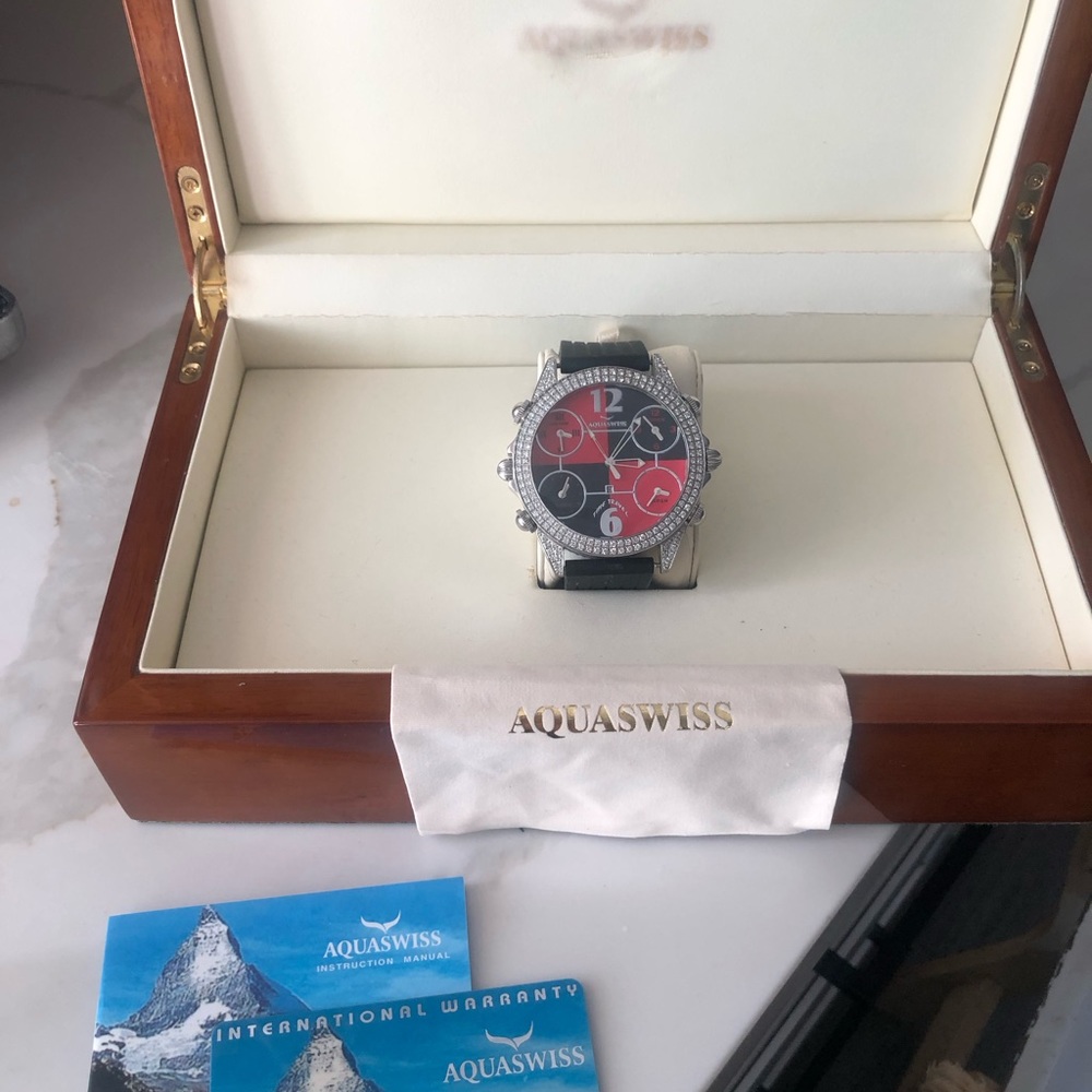 Men’s AquaSwiss Rare color combo double sided diamond watch.